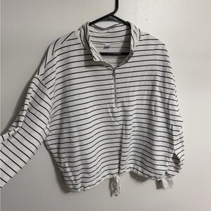 Old Navy White and Black Striped Hoodie